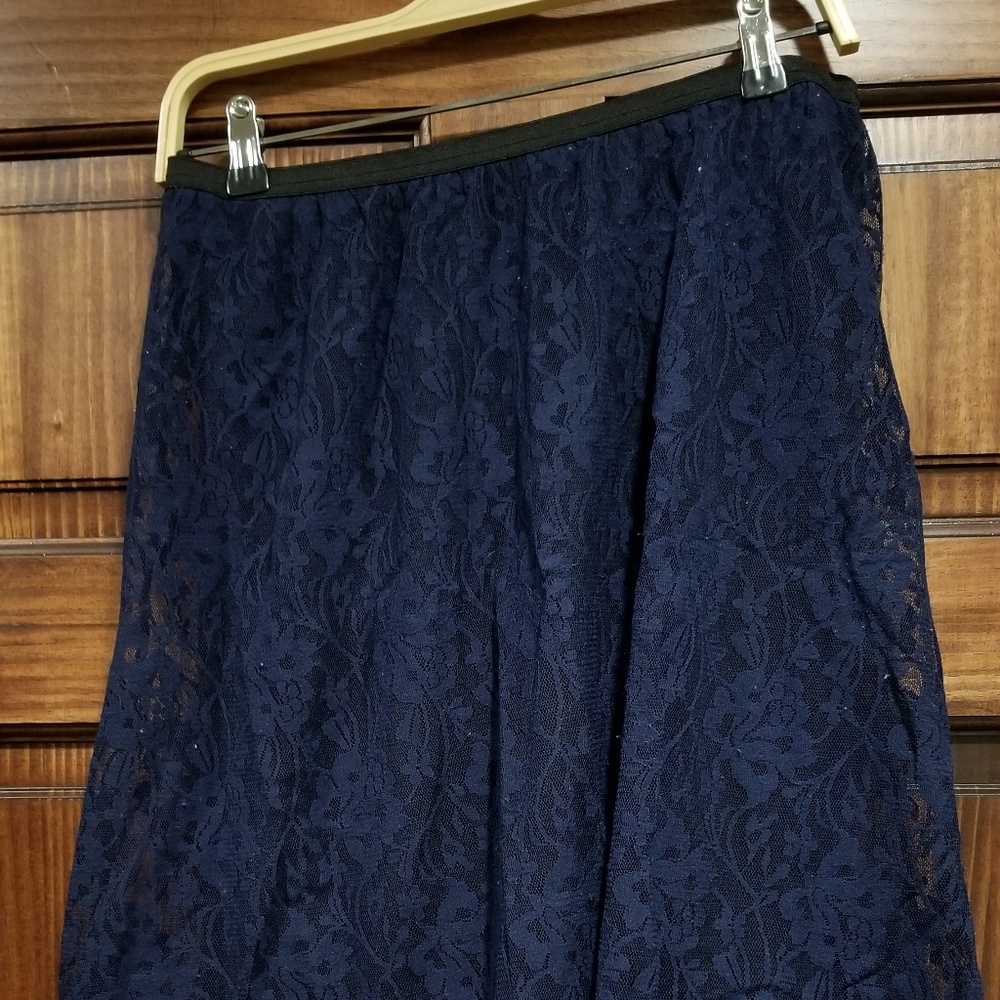 Navy Lace Knit Skirt